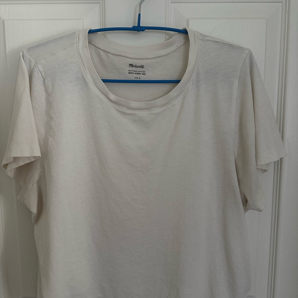 Madewell Cream Short Sleeve Crop Tee